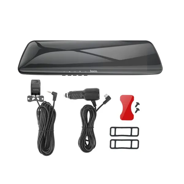 MR4_145050 Відеореєстратор hoco dv4 4.5 rearview mirror driving recorder (dual-channel) iron, сірий HOCO