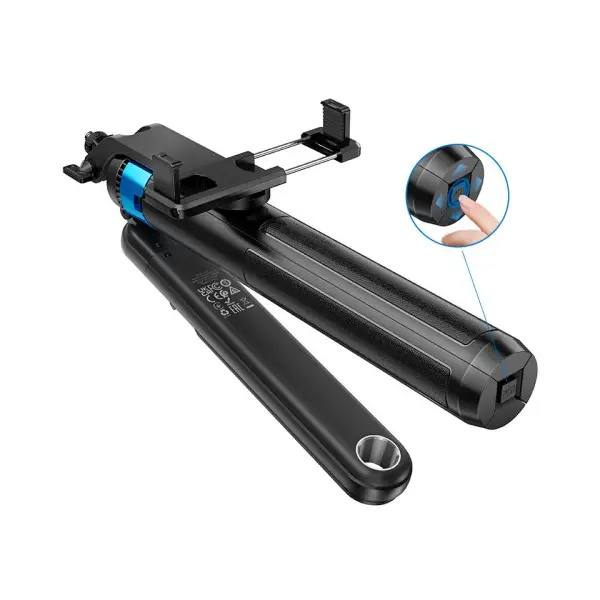 СЕЛФІ-ПАЛИЦЯ ТРИПОД HOCO K22 HANDY ALUMINUM ALLOY ANTI-SHAKE LIVE BROADCAST HOLDER, ЧОРНИЙ