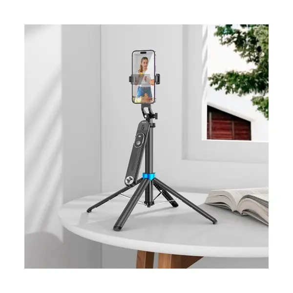 СЕЛФІ-ПАЛИЦЯ ТРИПОД HOCO K22 HANDY ALUMINUM ALLOY ANTI-SHAKE LIVE BROADCAST HOLDER, ЧОРНИЙ