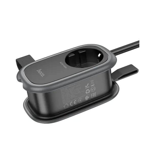 МЕРЕЖЕВИЙ ПОДОВЖУВАЧ HOCO NS6 SHARP 1 POSITION (1C2A) DESKTOP SOCKET (EU, GER), ЧОРНИЙ