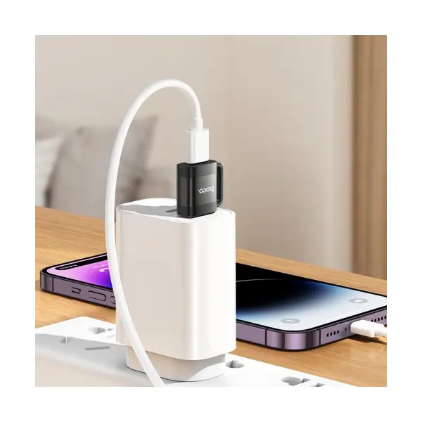 ПЕРЕХІДНИК HOCO UA31D USB MALE TO TYPE-C FEMALE USB2.0 ADAPTER, ЧОРНИЙ