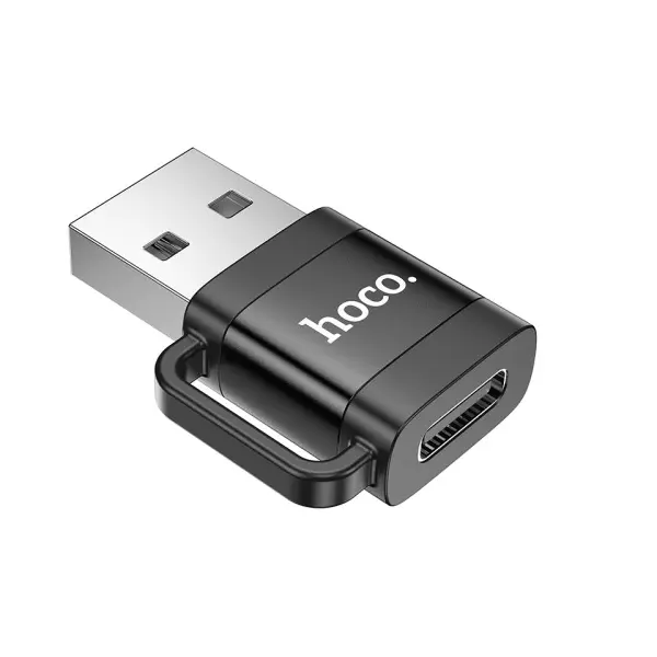 MR4_145276 Перехідник hoco ua31d usb male to type-c female usb2.0 adapter, чорний 