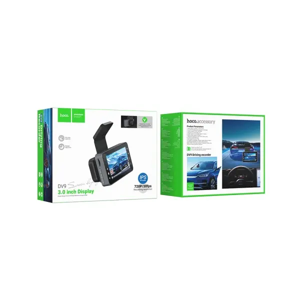 ВІДЕОРЕЄСТРАТОР HOCO DV9 3 SCREEN DRIVING RECORDER (720P), ЧОРНИЙ