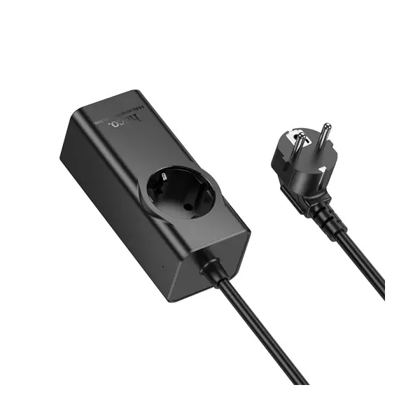 МЕРЕЖЕВИЙ ПОДОВЖУВАЧ HOCO NS9 WISDOM 1-POSITION (PD67W, 3C1A) DESKTOP SOCKET (EU, GER), ЧОРНИЙ