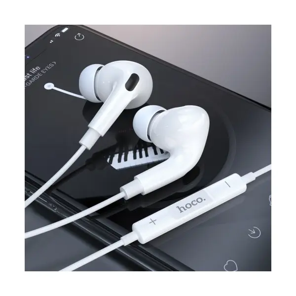 MR4_145262 Навушники hoco m101 pro crystal sound wire-controlled earphones with mic., білий HOCO