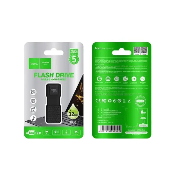 ФЛЕШ-НАКОПИЧУВАЧ USB HOCO UD6 INTELLIGENT U DISK 32GB MATTE, ЧОРНИЙ