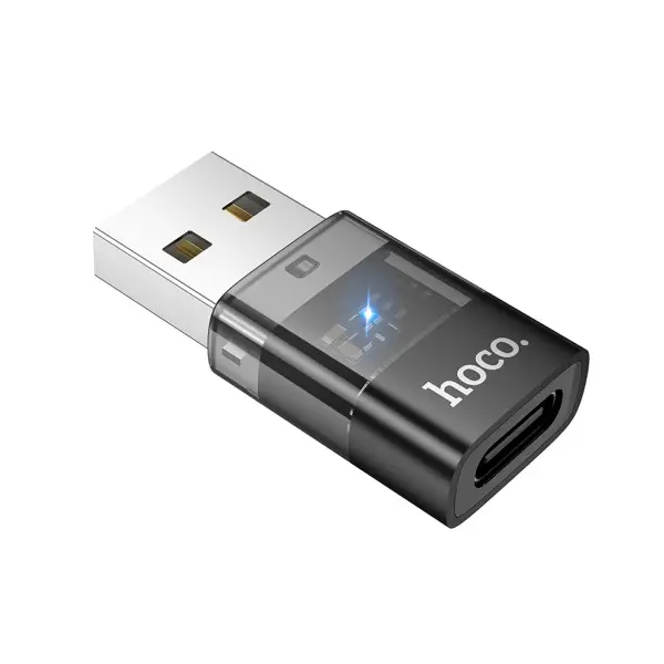 ПЕРЕХІДНИК HOCO UA36C USB MALE TO C FEMALE USB2.0 TRANSPARENT ADAPTER, ЧОРНИЙ