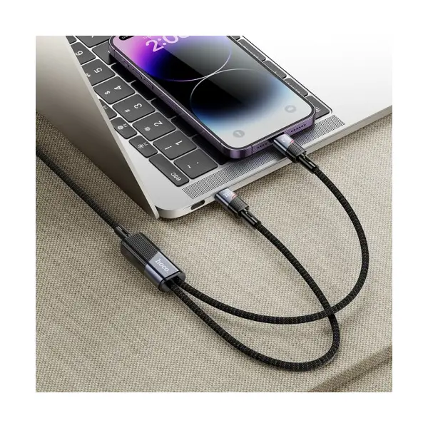КАБЕЛЬ PD HOCO U139 C TO C+IP 100W FAST CHARGING DATA CABLE 1.2M, ЧОРНИЙ