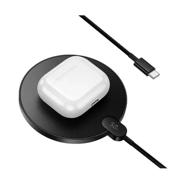 БЕЗДРОТОВИЙ ЗАРЯДНИЙ ПРИСТРІЙ HOCO CW62 PEAK DESKTOP WITH DIGITAL DISPLAY AND CABLE, ЧОРНИЙ