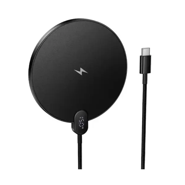 БЕЗДРОТОВИЙ ЗАРЯДНИЙ ПРИСТРІЙ HOCO CW62 PEAK DESKTOP WITH DIGITAL DISPLAY AND CABLE, ЧОРНИЙ