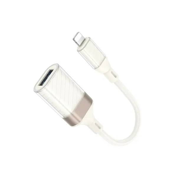 ПЕРЕХІДНИК HOCO UA39 CRYSTAL IP MALE TO USB FEMALE 2.0 ADAPTER APRICOT