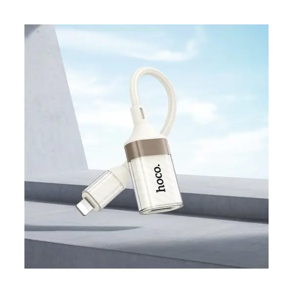 MR4_145620 Перехідник hoco ua39 crystal ip male to usb female 2.0 adapter apricot 