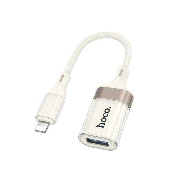 MR4_145620 Перехідник hoco ua39 crystal ip male to usb female 2.0 adapter apricot 