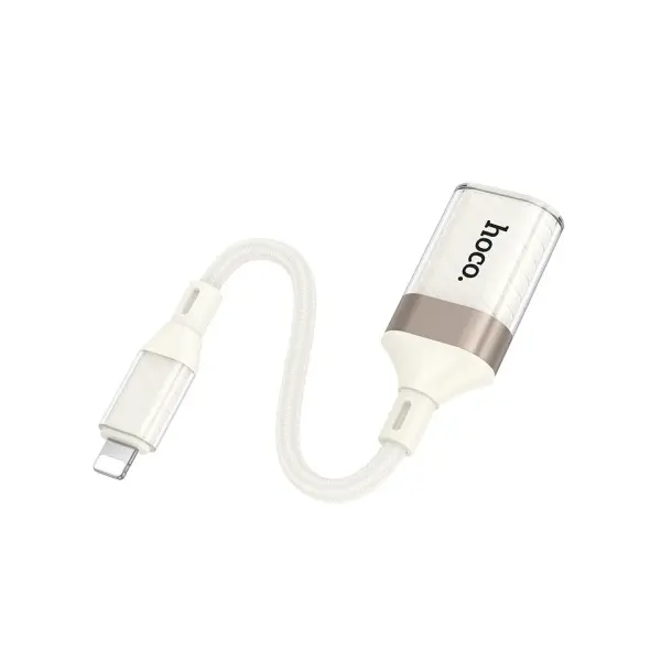 MR4_145620 Перехідник hoco ua39 crystal ip male to usb female 2.0 adapter apricot 