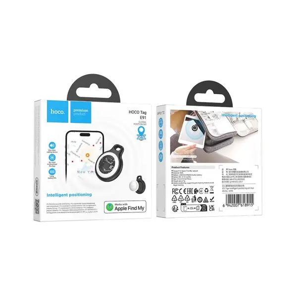 БРЕЛОК АНТИ-ВТРАТА HOCO E91 TIGER INTELLIGENT POSITIONING ANTI-LOST DEVICE, ЧОРНИЙ