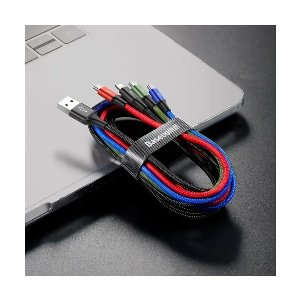 КАБЕЛЬ BASEUS FAST 4IN1 CABLE ДЛЯ LIGHTNING+TYPE-C (2)+MICRO 3.5A 1.2M, ЧОРНИЙ CA1T4-B01