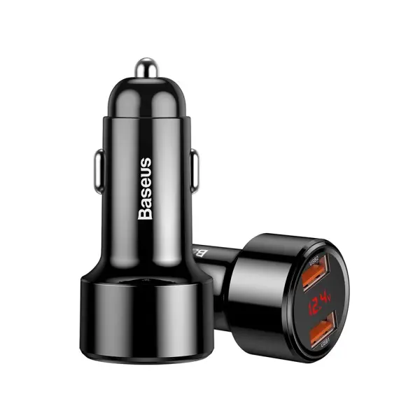 АВТОМОБІЛЬНИЙ ЗАРЯДНИЙ ПРИСТРІЙ BASEUS MAGIC SERIES PPS 2USB 45W, QC, PD, LCD, ЧОРНИЙ CCMLC20A-01
