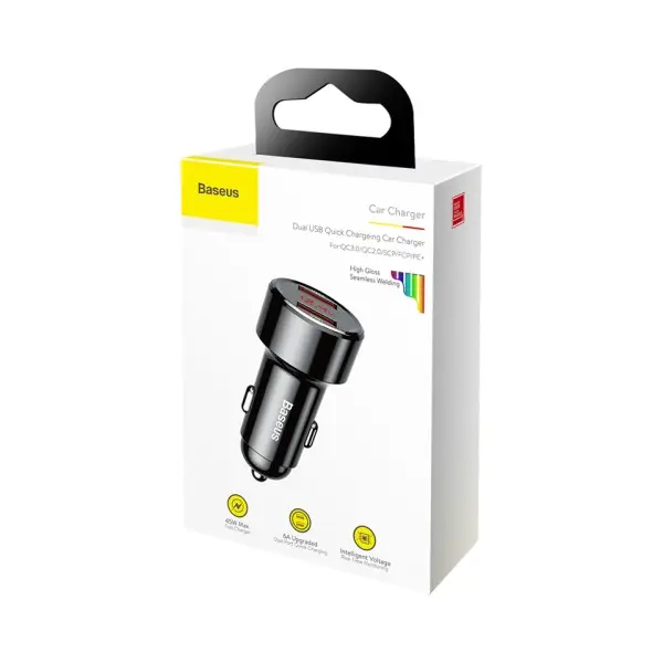 АВТОМОБІЛЬНИЙ ЗАРЯДНИЙ ПРИСТРІЙ BASEUS MAGIC SERIES PPS 2USB 45W, QC, PD, LCD, ЧОРНИЙ CCMLC20A-01