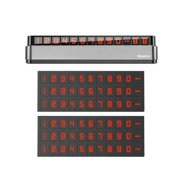 MR4_145788 Автовізитка на торпедо baseus moonlight box series temporary parking number plate, сірий acnum-b0g 