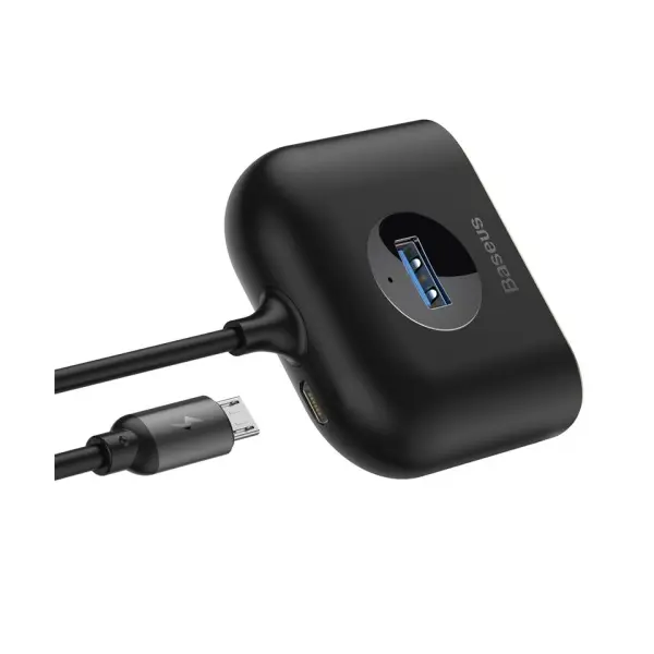 ХАБ HUB BASEUS SQUARE ROUND 4IN1 ХАБ HUB ADAPTER (USB3.0 TO USB3.0*1+USB2.0*3) 1M, ЧОРНИЙ CAHUB-AY01