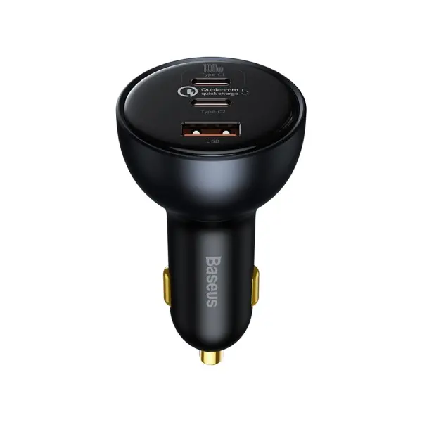АВТОМОБІЛЬНИЙ ЗАРЯДНИЙ ПРИСТРІЙ BASEUS QUALCOMM QUICK CHARGE 5 TECHNOLOGY TYPE-C TO TYPE-C+U 160W + CABLE SET, СІРИЙ TZCCZM-0G