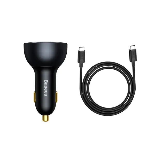 АВТОМОБІЛЬНИЙ ЗАРЯДНИЙ ПРИСТРІЙ BASEUS QUALCOMM QUICK CHARGE 5 TECHNOLOGY TYPE-C TO TYPE-C+U 160W + CABLE SET, СІРИЙ TZCCZM-0G