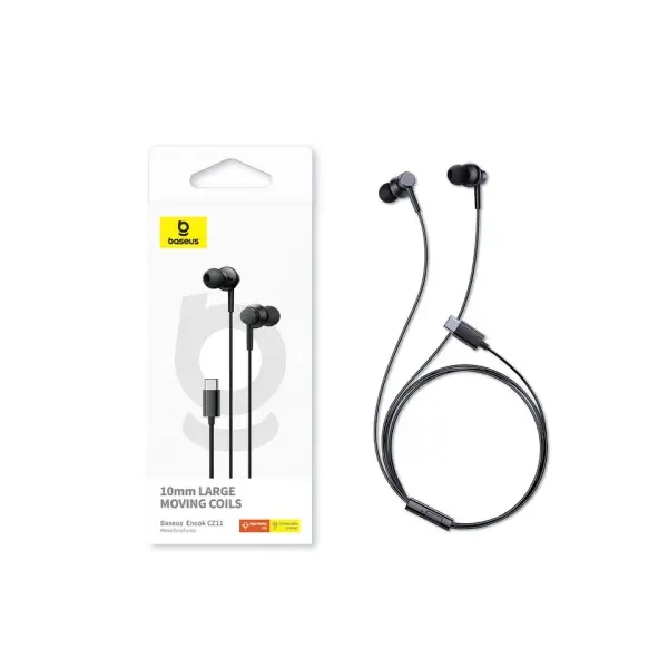 НАВУШНИКИ BASEUS ENCOK CZ11 TYPE-C WIRED EARPHONES, ЧОРНИЙ A00164300113-Z1
