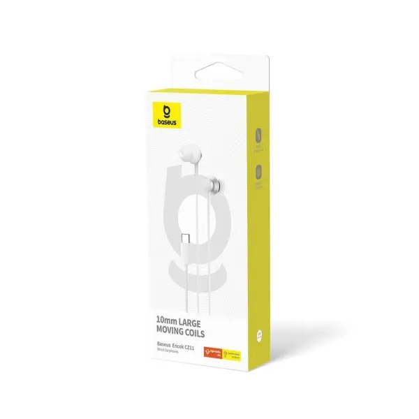 НАВУШНИКИ BASEUS ENCOK CZ11 TYPE-C WIRED EARPHONES, БІЛИЙ A00164300213-Z1