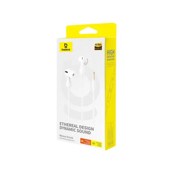 MR4_145720 Навушники baseus encok hz20 3.5mm wired earphones, білий a00171500213-00 