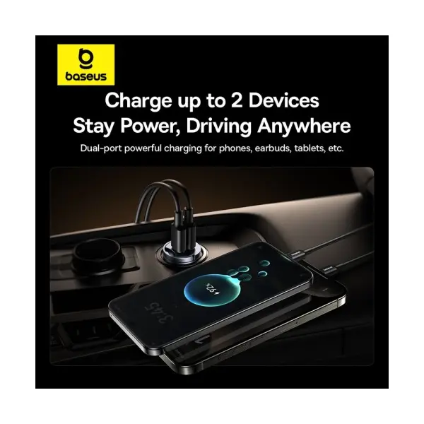 АВТОМОБІЛЬНИЙ ЗАРЯДНИЙ ПРИСТРІЙ BASEUS TINY STAR MINI CAR CHARGER 2C 30W, C00035001121-03, ЧОРНИЙ