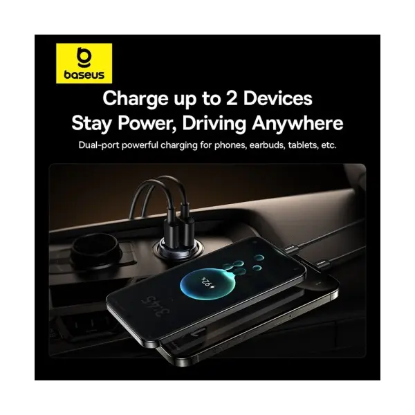 АВТОМОБІЛЬНИЙ ЗАРЯДНИЙ ПРИСТРІЙ BASEUS TINY STAR MINI CAR CHARGER (U+C) 30W, ЧОРНИЙ C00035001121-02