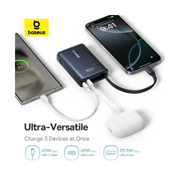 ЗОВНІШНІЙ АКУМУЛЯТОР POWER BANK BASEUS PICOGO DIGITAL DISPLAY POWER BANK 10000MAH 45W, ЧОРНИЙ P10076803123-00