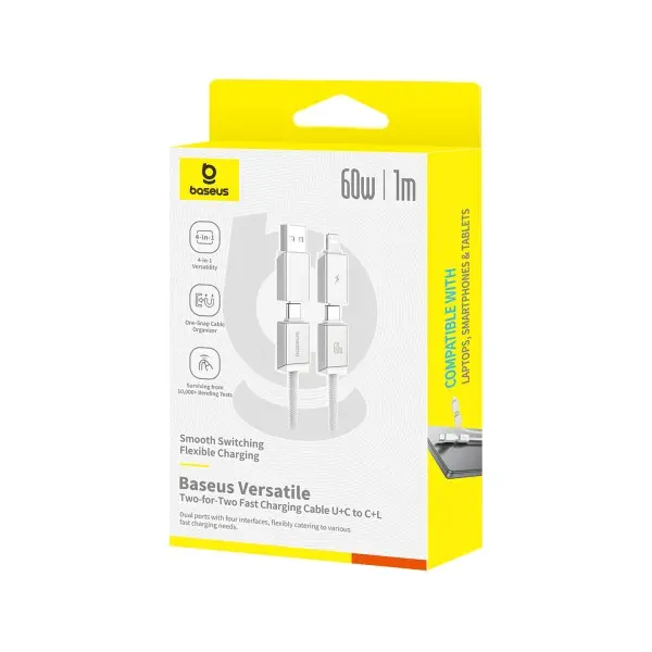MR4_145741 Кабель pd baseus versatile twointwo u+c to c+l 60w 1m, білий p10383000211-00 