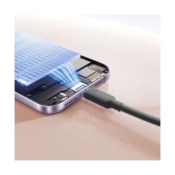 КАБЕЛЬ BASEUS FOAMED SILICONE USB-A TO LIGHTNING 2.4A 1M, ЧОРНИЙ E0426900