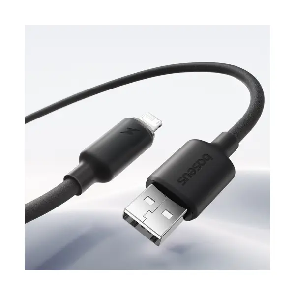 КАБЕЛЬ BASEUS FOAMED SILICONE USB-A TO LIGHTNING 2.4A 1M, ЧОРНИЙ E0426900