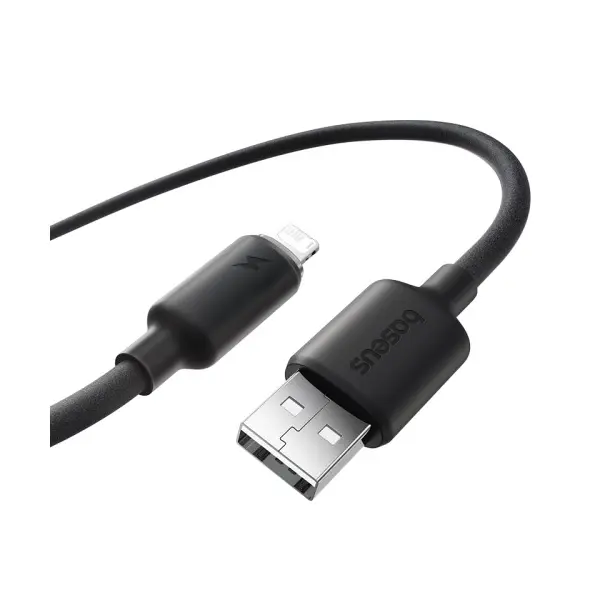 КАБЕЛЬ BASEUS FOAMED SILICONE USB-A TO LIGHTNING 2.4A 1M, ЧОРНИЙ E0426900