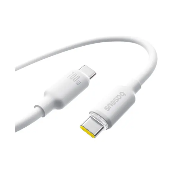 КАБЕЛЬ PD BASEUS FOAMED SILICONE TYPE-C TO TYPE-C 100W 1M, БІЛИЙ E0426701