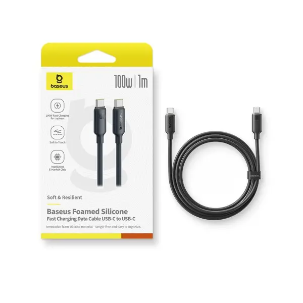 MR4_145755 Кабель pd baseus foamed silicone type-c to type-c 100w 1m, чорний e0426700 