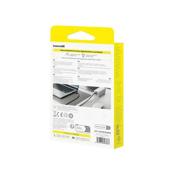 КАБЕЛЬ PD BASEUS FOAMED SILICONE TYPE-C TO TYPE-C 100W 1M, ЧОРНИЙ E0426700