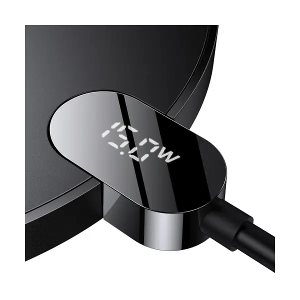 БЕЗДРОТОВИЙ ЗАРЯДНИЙ ПРИСТРІЙ BASEUS DIGITAL LED DISPLAY GEN 2 WIRELESS CHARGER 15W, ЧОРНИЙ CCED000001