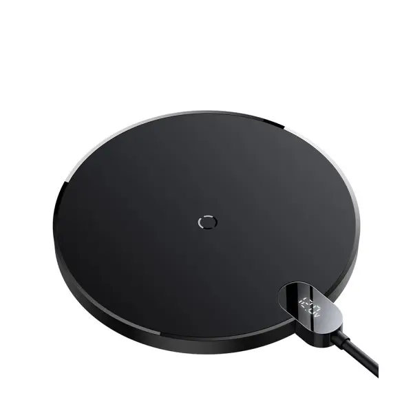 БЕЗДРОТОВИЙ ЗАРЯДНИЙ ПРИСТРІЙ BASEUS DIGITAL LED DISPLAY GEN 2 WIRELESS CHARGER 15W, ЧОРНИЙ CCED000001