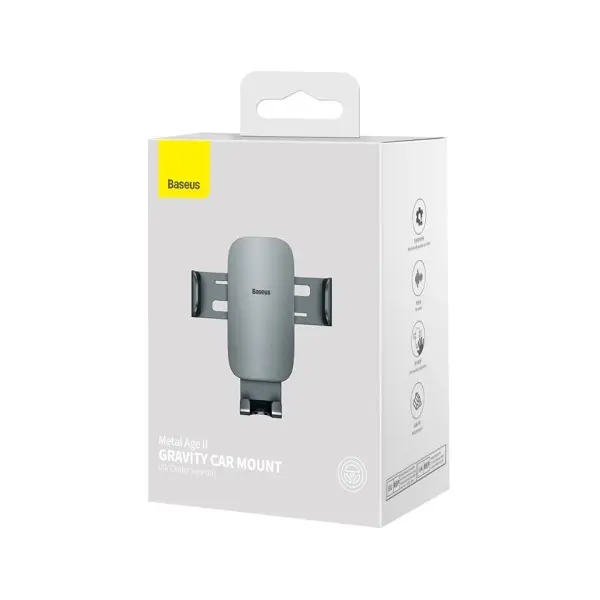 АВТОТРИМАЧ BASEUS METAL AGE GRAVITY CAR MOUNT AIR OUTLET VERSION DARK, СІРИЙ SUJS000013