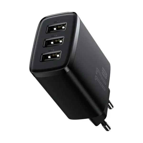 MR4_145674 Мережевий зарядний пристрій baseus compact charger 3-usb 17w eu, чорний ccxj020101 