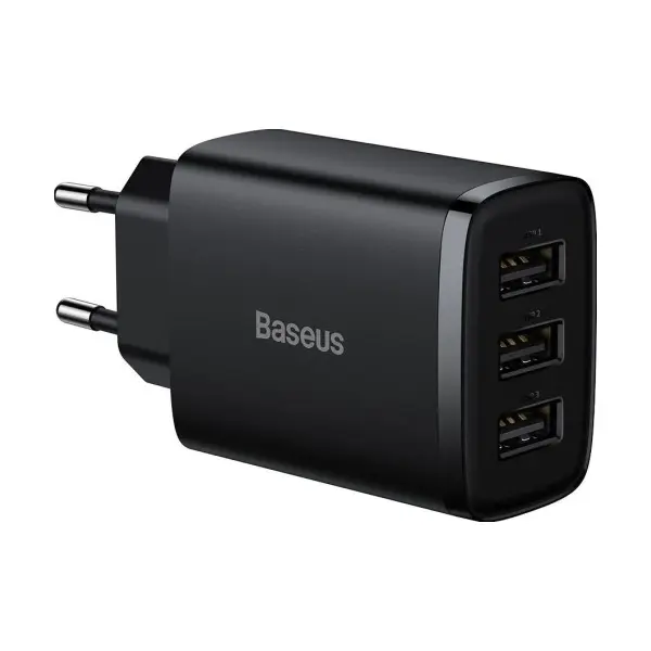 MR4_145674 Мережевий зарядний пристрій baseus compact charger 3-usb 17w eu, чорний ccxj020101 