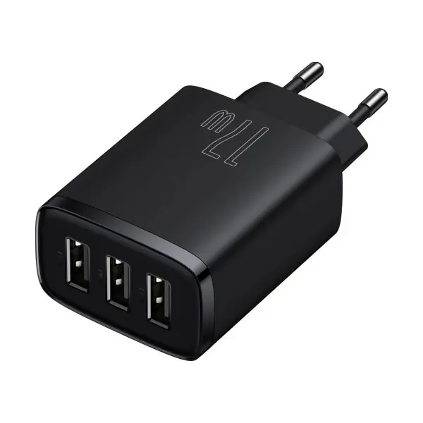 MR4_145674 Мережевий зарядний пристрій baseus compact charger 3-usb 17w eu, чорний ccxj020101 