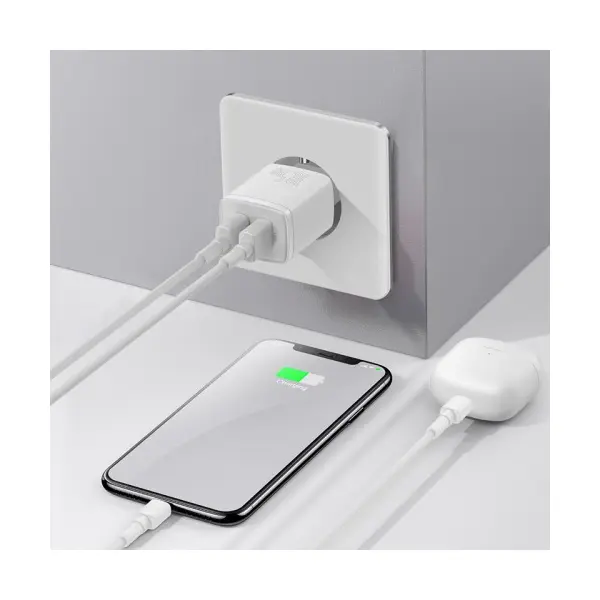 МЕРЕЖЕВИЙ ЗАРЯДНИЙ ПРИСТРІЙ BASEUS COMPACT CHARGER 2U 10.5W EU, БІЛИЙ CCXJ010202