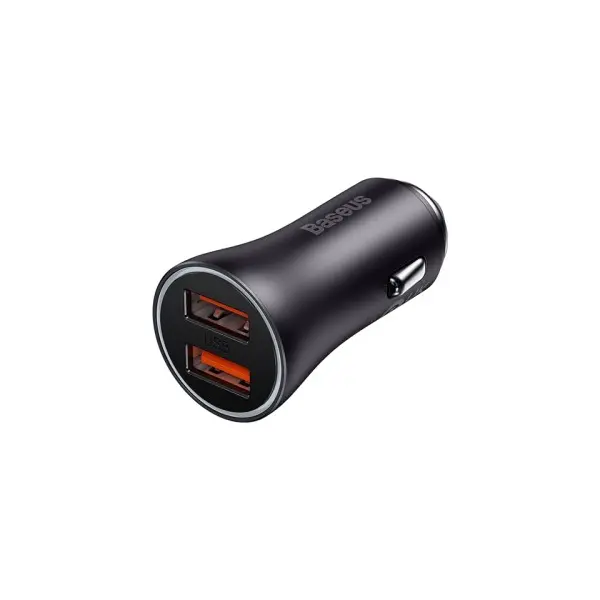 АВТОМОБІЛЬНИЙ ЗАРЯДНИЙ ПРИСТРІЙ BASEUS GOLDEN CONTACTOR MAX DUAL FAST CHARGER CAR CHARGER U+U 60W DARK, CGJM000013, СІРИЙ