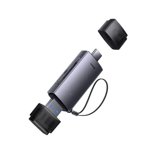 КАРТРИДЕР BASEUS LITE SERIES USB-A & TYPE-C TO SD, TF CARD READER, СІРИЙ WKQX060113