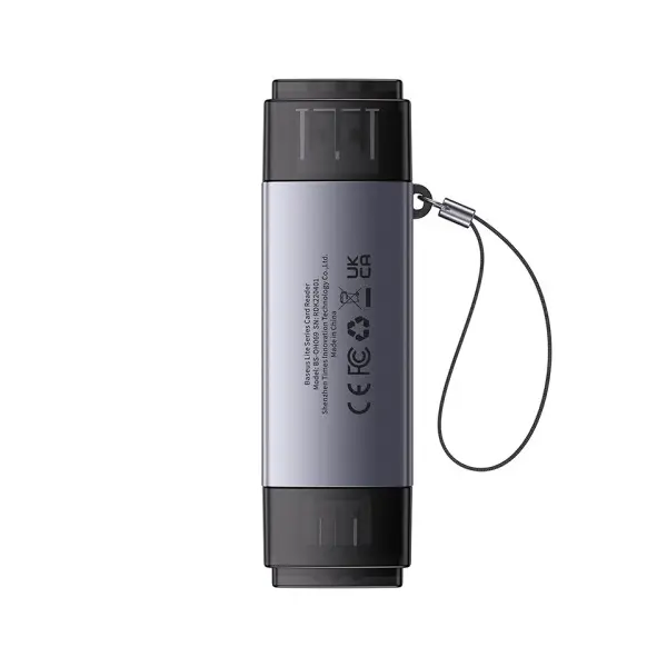 КАРТРИДЕР BASEUS LITE SERIES USB-A & TYPE-C TO SD, TF CARD READER, СІРИЙ WKQX060113