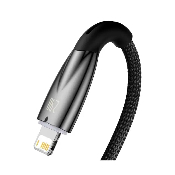 КАБЕЛЬ BASEUS GLIMMER SERIES FAST CHARGING DATA CABLE USB-A TO LIGHTNING 2.4A 1M, ЧОРНИЙ CADH000201